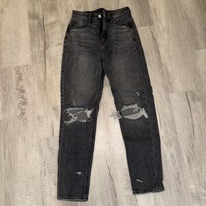 American Eagle Outfitters Black Distressed Boyfriend Jeans